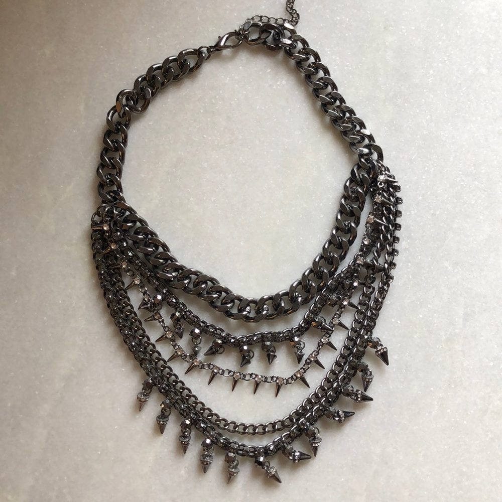 Baublebar Gunmetal multi strand statement necklace